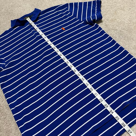 Polo Ralph Lauren Orange Pony Blue Striped Polo Shirt Medium - Picture 5 of 6